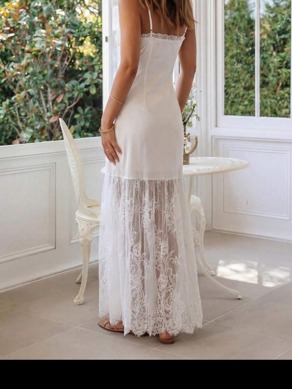SHEIN White Lace Trim Slip Maxi Dress - Picture 2 of 7